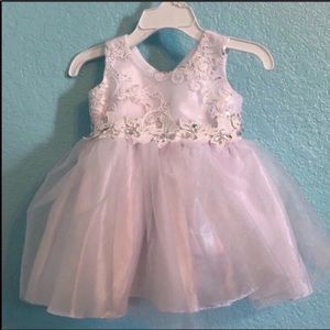 White infant fancy formal party dress embellished